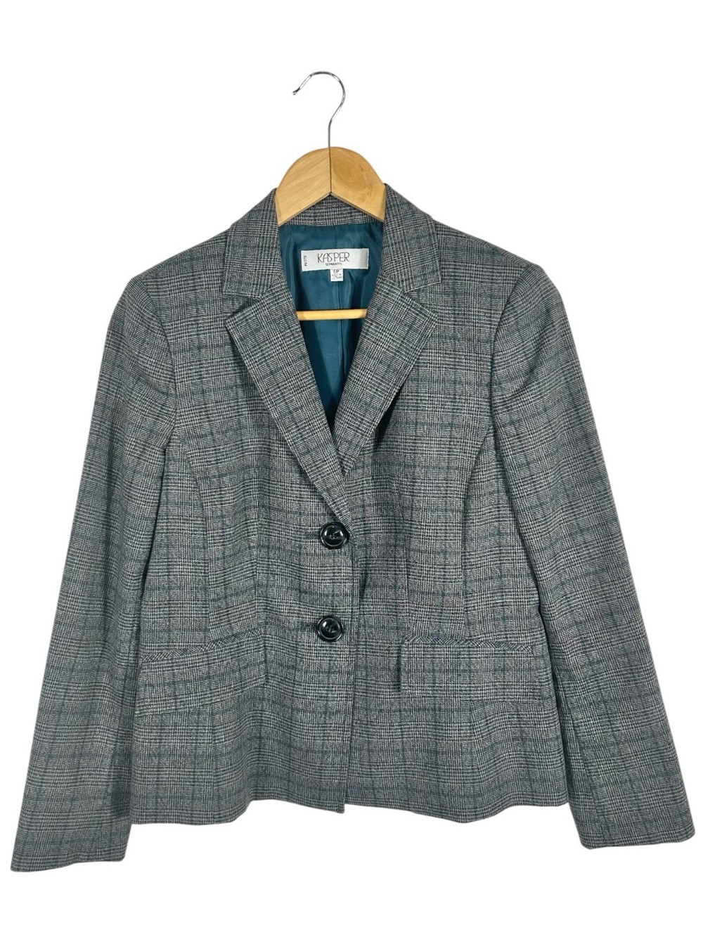 Kasper Grey Plaid Blazer Size 6 Petite